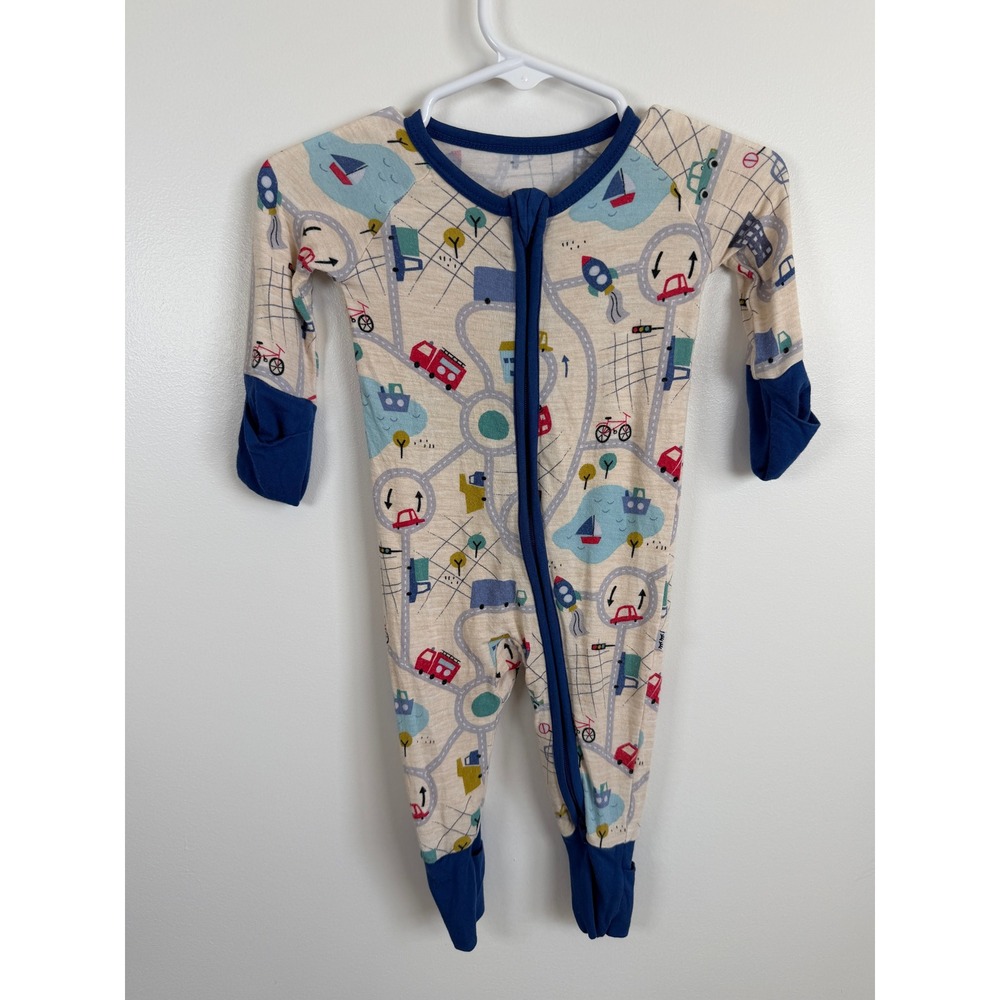 Little Sleepies Blue Road Trip Bamboo Zippy Newborn